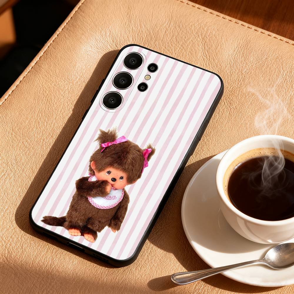 M-Monchhichi Phone Case For Samsung S25,24,23,22,30,21,10,9,Ultra,Plus,Lite,FE Black Soft Case
