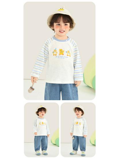 Kaka Panda Kids' Long Sleeve T-shirt – Spring Casual Base Layer for Boys and Girls, Trendy Spring/Autumn Wear