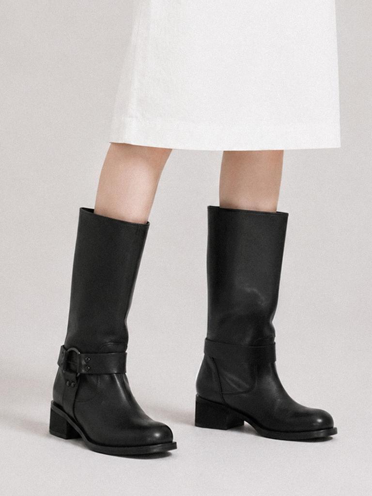 Reve By Reve Biker Long Boots Black [5.5Cm]