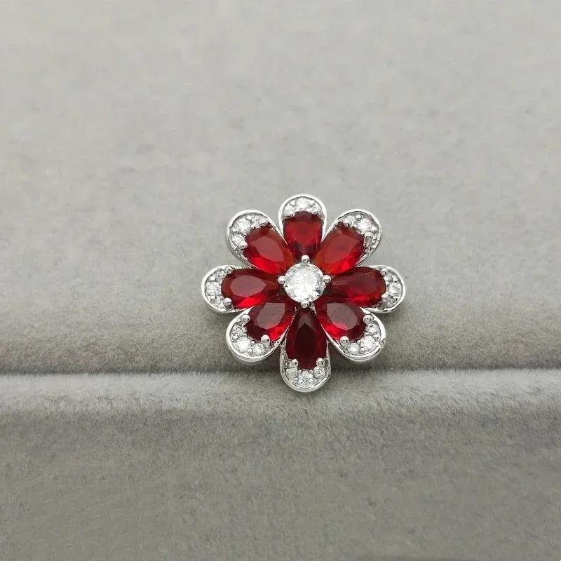 5pcs Colorful Zircon Flower Design Luxury Shank Buttons Of Clothing Elegant High Quality Shinning Rhinestone Sewing Button