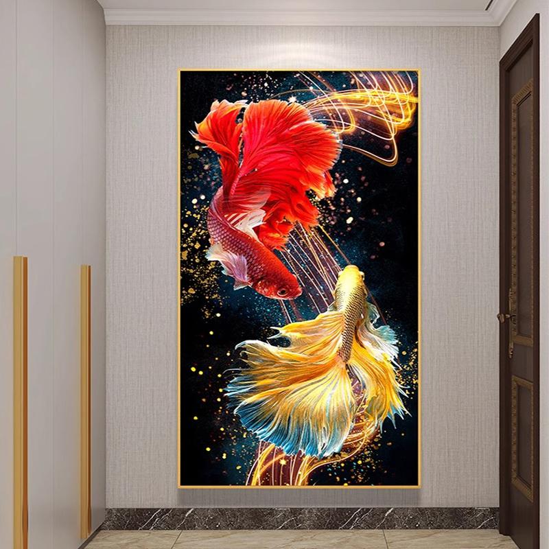 

5D алмазная живопись «сделай сам», головоломка ручной работы, золото Arowana Fortune, удачи, украшение интерьера, набор для рисования, подвесная картина