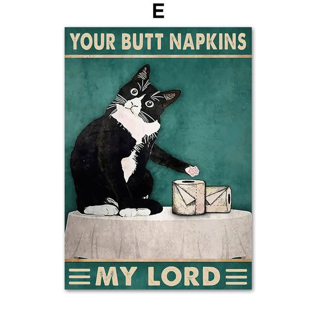 Your Butt Napkins My Lord Dear Toilet Paper Poster Print Animal Frog Kangaroo Black Cat Wall Art Canvas Painting Bathroom Decor No Frame