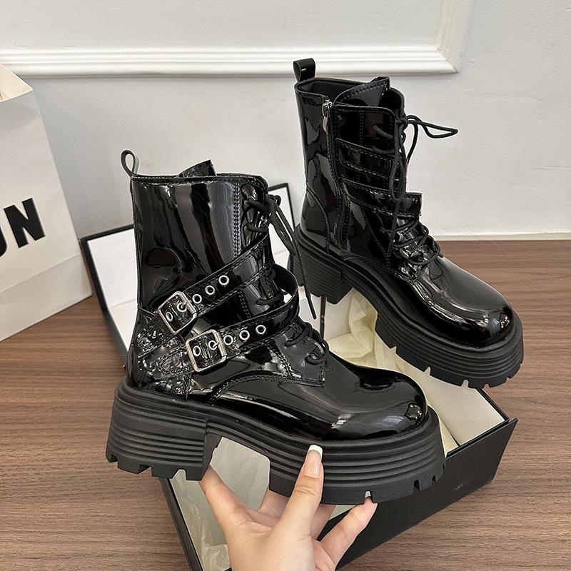 

Thin women s fashion not tired feet thick bottom heightening soft elastic comfort shock absorption non-slip casual sports Martin boots 40