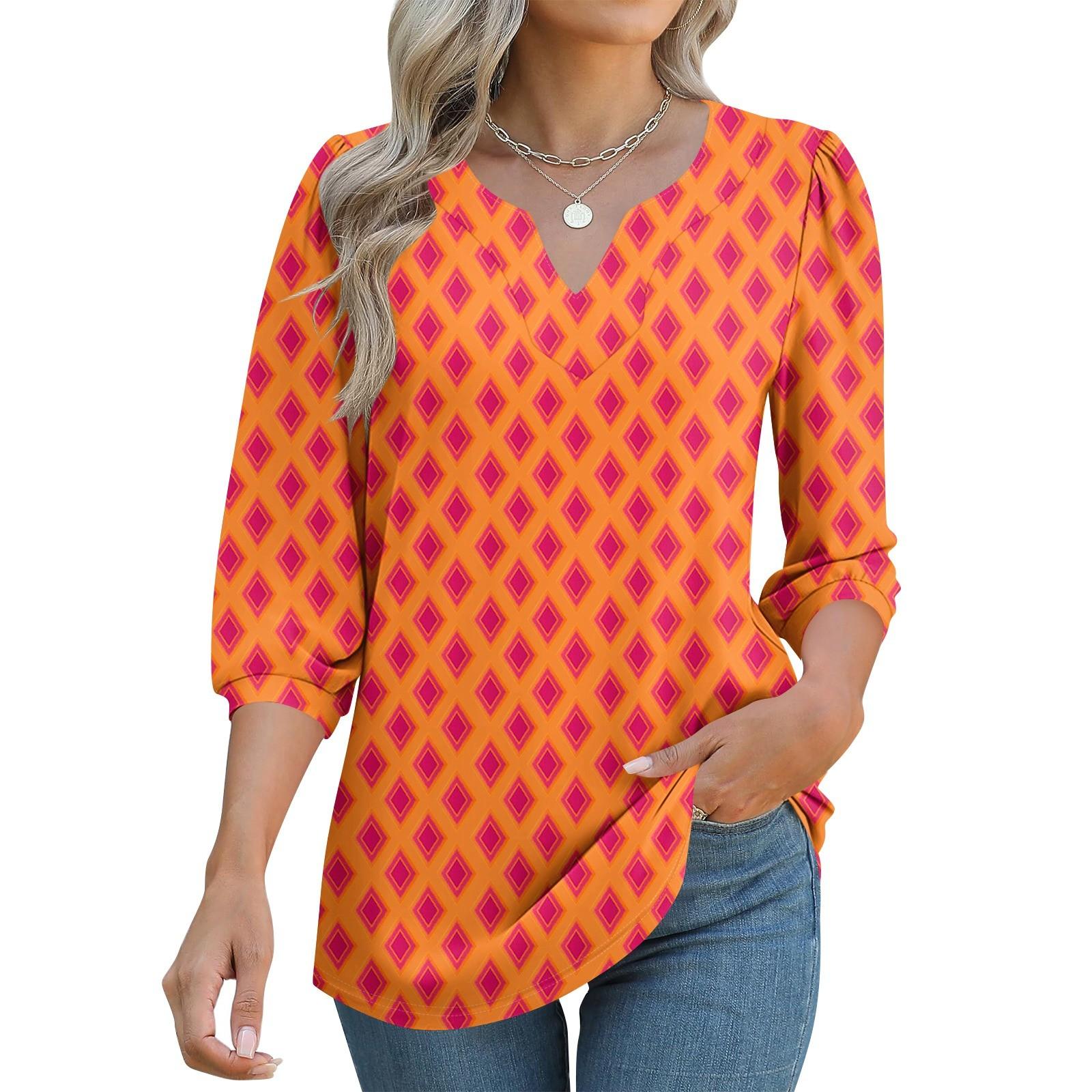 

Женские футболки с рукавом 3/4, футболки с графикой, повседневные базовые топы, пуловеры S шафрановый