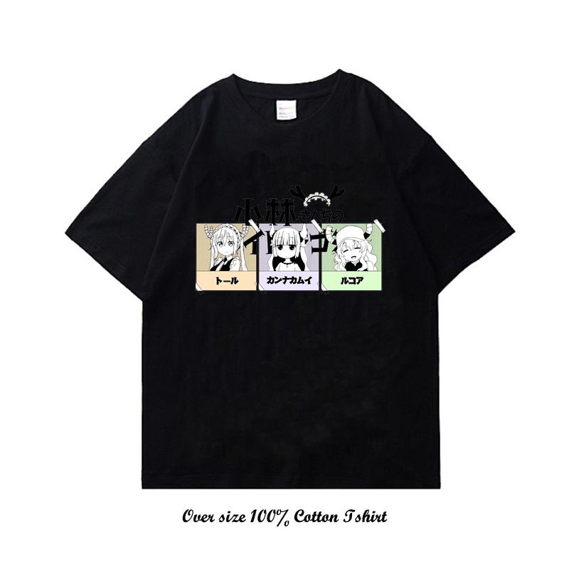 Anime Miss Kobayashis Dragon Maid Graphic Print T Shirt Fashion Plus Size Cotton Crew Neck Short Sleeve T Shirt Women Unisex