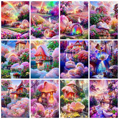 Diamond Painting Set Flower Fantasy Full Square Round Embroidery Mosaic House Landscape Home Decor