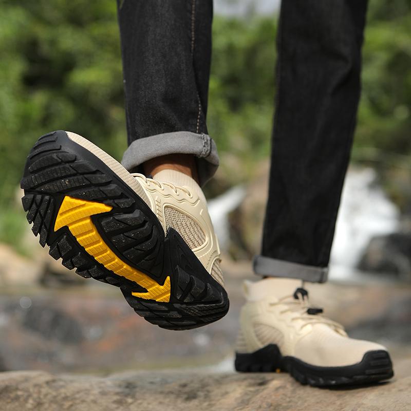 Outdoor Sneakers for Men Anti-slip Hiking Sports Shoes Breathable Mesh Ankle Boots Barefoot Climbing Shoes Wear-resistant Big Size 48