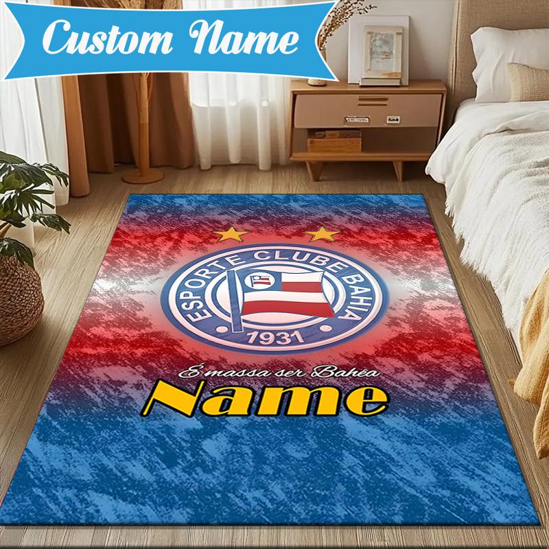 Custom Name Esporte Clube Bahia Crest Rug Game Carpet, Floor Mat for Bedroom Living Room Entryway Rug, Home Decor Idea Gift for Christmas birthday