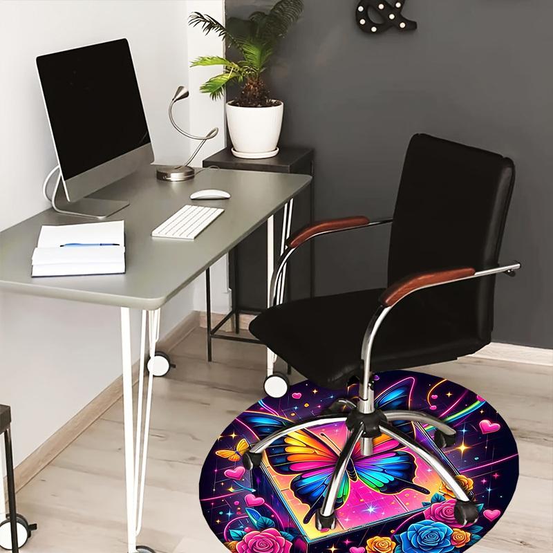 

1pc Office Carpet Chair Mats Colorful Butterfly Fantasy Box Perfect for Decorating Office Chairs, Living Rooms, Or Bedrooms 80cm
