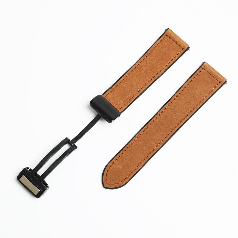 Huawei GT4 Smartwatch Band - Genuine Leather, Folding Magnetic Clasp, Quick Release Silicone Cowhide Strap