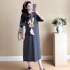 Summer Printed Round-neck Short-sleeved Loose and Fashionable T-shirt Dress for Pregnant Women