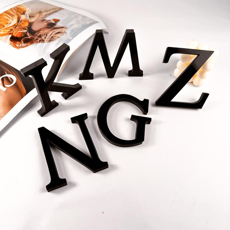 20 cm Černé 26 Anglických Písmen DIY 3D Akrylové Samolepky na Zeď Samolepicí Domácí Retro Nástěnné Umění Dekorace Pro Party Svatbu Vánoce
