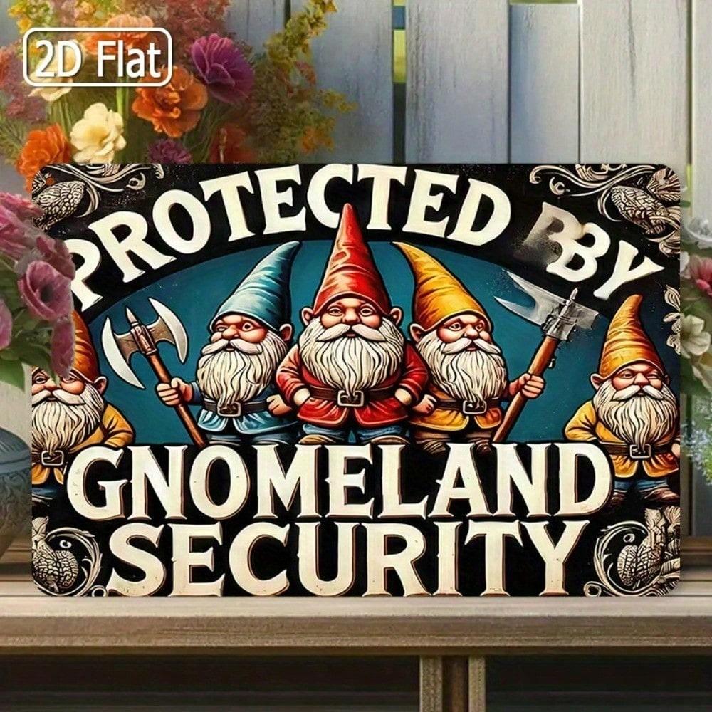 

Metal Wall Art Gnome Garden Decor, Flat Sign 8x12 Inch for Outdoor
