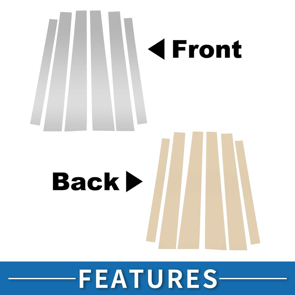 ABSOPRO Samolepky na okenní lišty sloupků dveří pro vnější kryty sloupků dveří pro Mitsubishi Pajero, stříbrný tón, protiskluzové sloupky, 2009-2015,