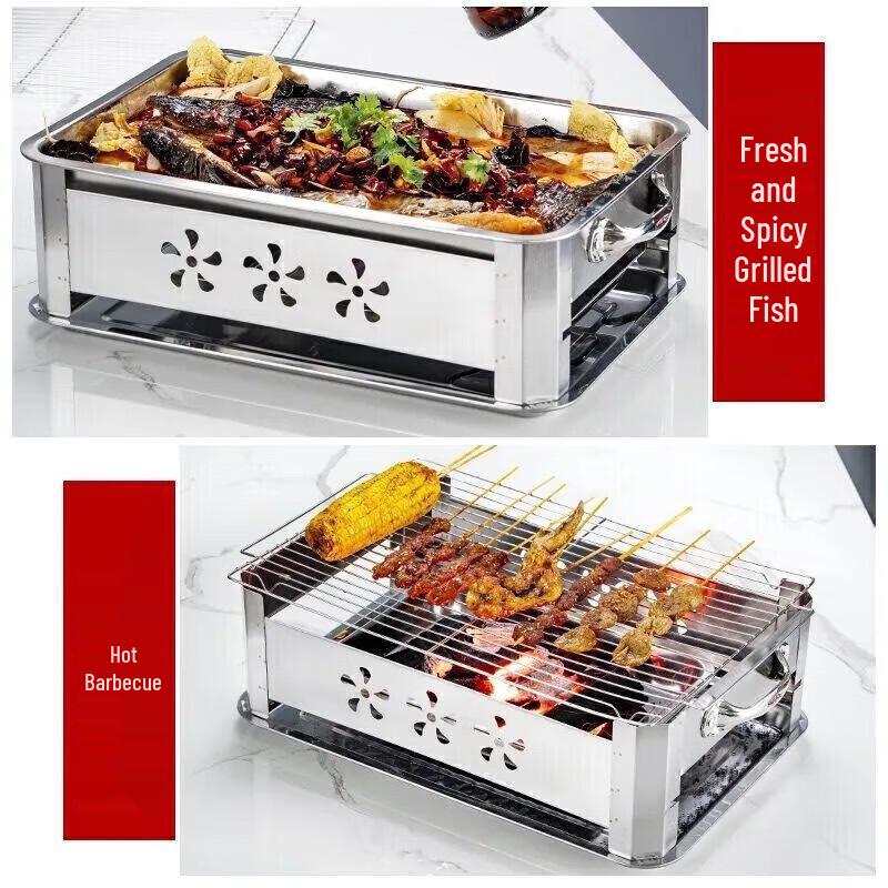 Thickened Stainless Steel Rectangular Roasting Pan with Pull-out Stand
