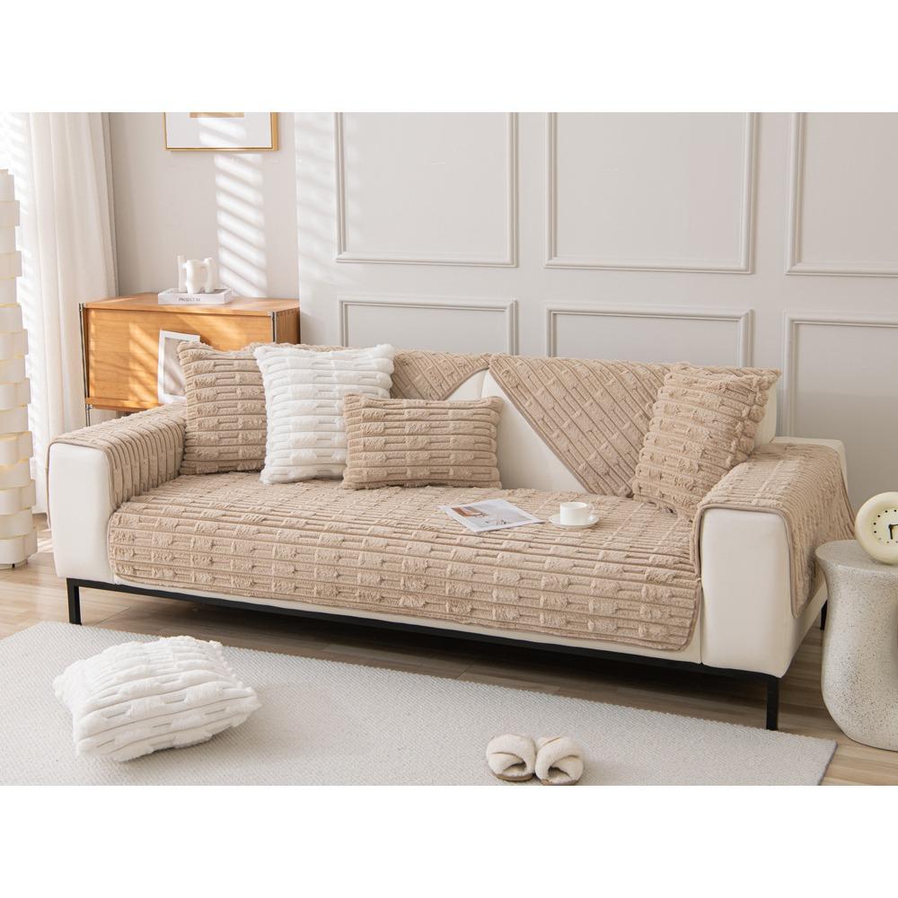 Cream Style Rabbit Plush Sofa Cushion Autumn and Winter New Thickened Cushion Winter Antislip High-End Sofa Cover Cloth