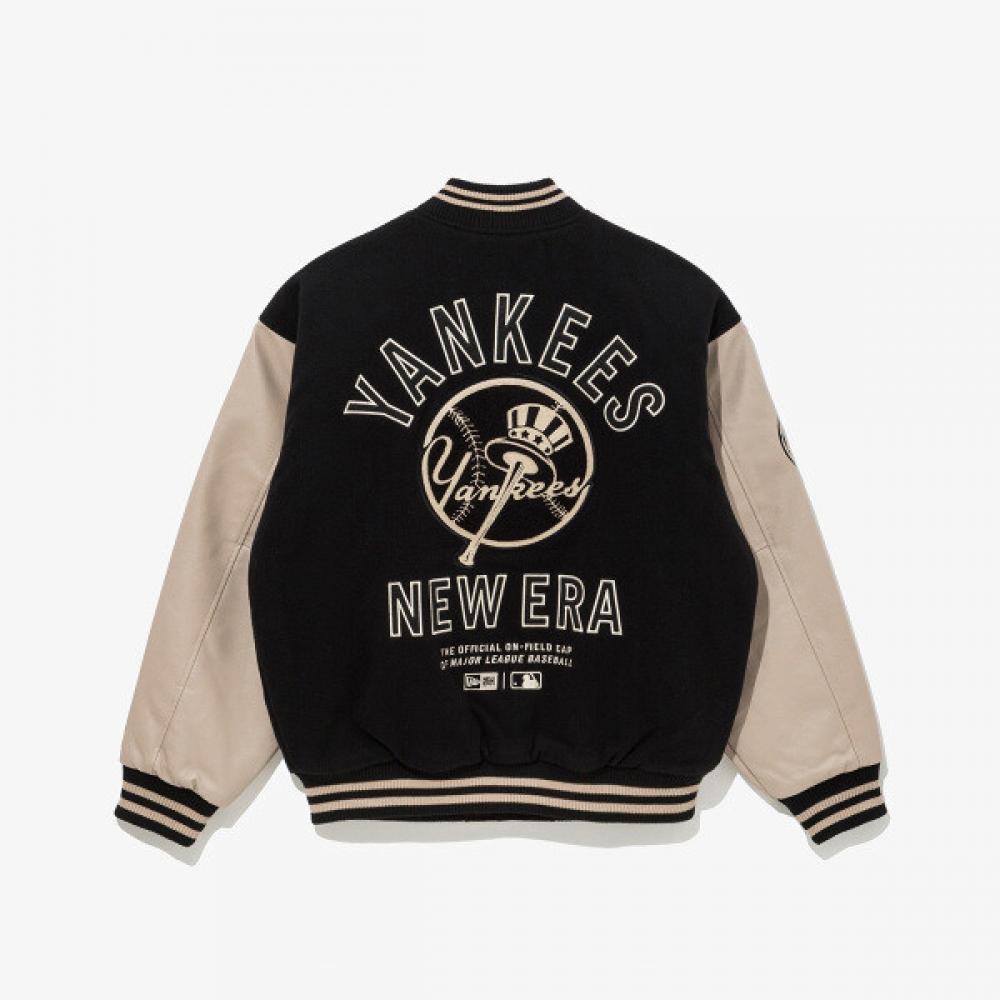 New Era Mlb New York Yankees Patched Varsity Jacket Black 14742026