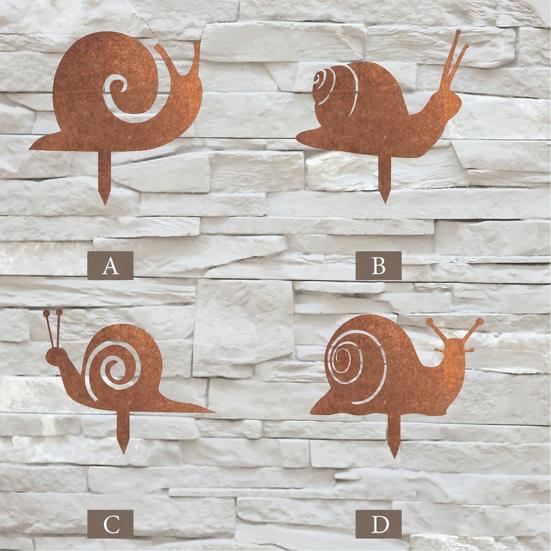 Schnecken-Ornamente Gartenstecker-Silhouetten Erdspieß Wetterbeständiges Eisen Retro Verwitterte Textur Figuren für Hof und Terrasse