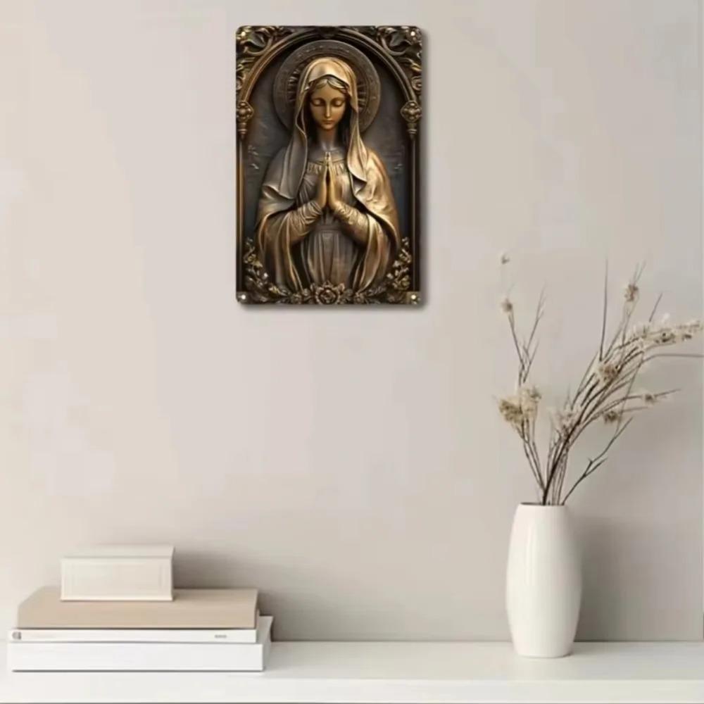 SacredAura's Bronze Virgin Mary Square Sign - Breathtaking Spiritual Decor for Bars, Restaurants & Homes