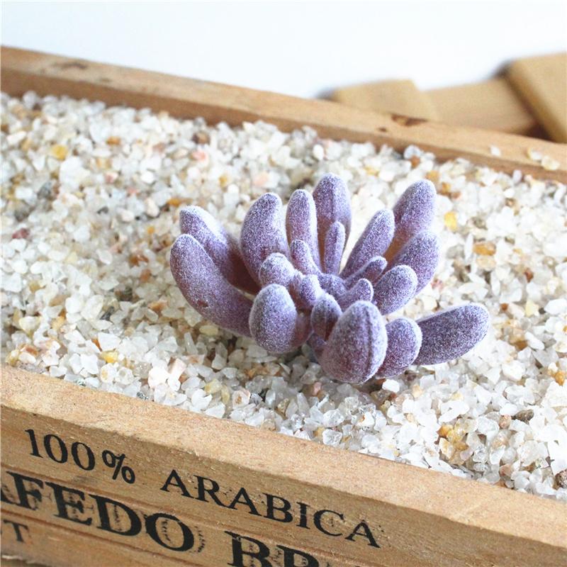 1Pc Simulation Plant Succulent Flower Head Flocking Mini Stone Lotus DIY Wall Accessories Home Garden Decoration