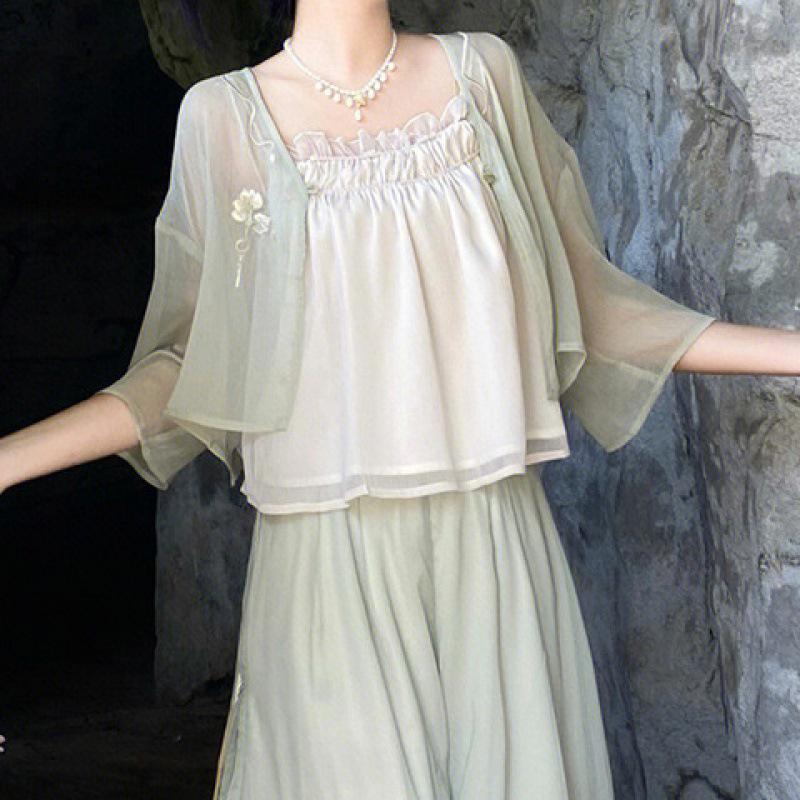 

Весенний ретро-костюм Тан в стиле легкой роскоши и комплект брюк широкого кроя 2024 M