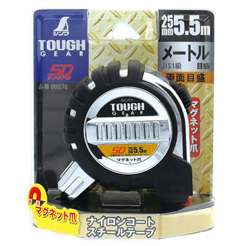 Shinwa Sokutei Convex Tough Gear SD Magnetic Claws, 25mm, 5.5m, 80876, White