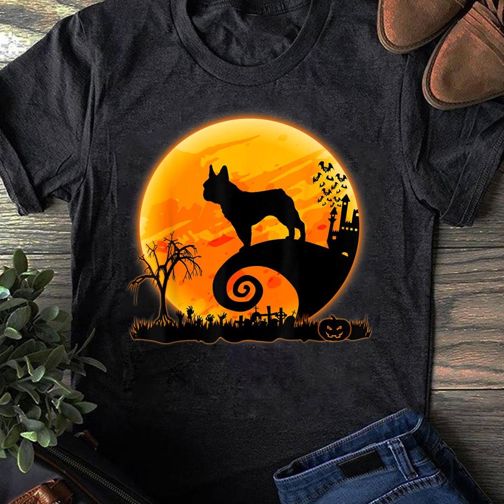 French Bulldog Halloween T-Shirt: Dog & Moon Costume Gift
