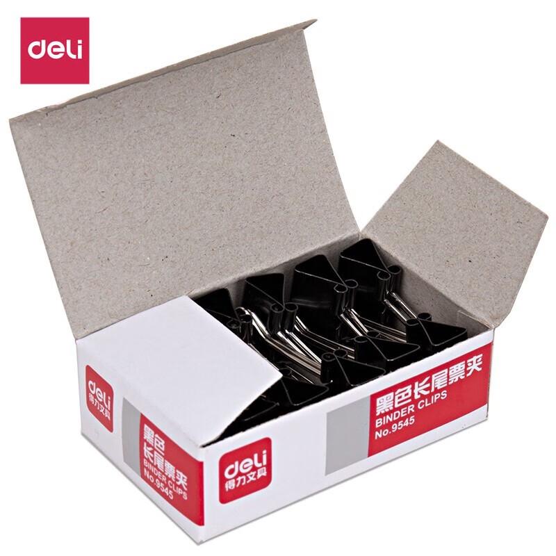 Deli 9545 Black Binder Clips 19mm