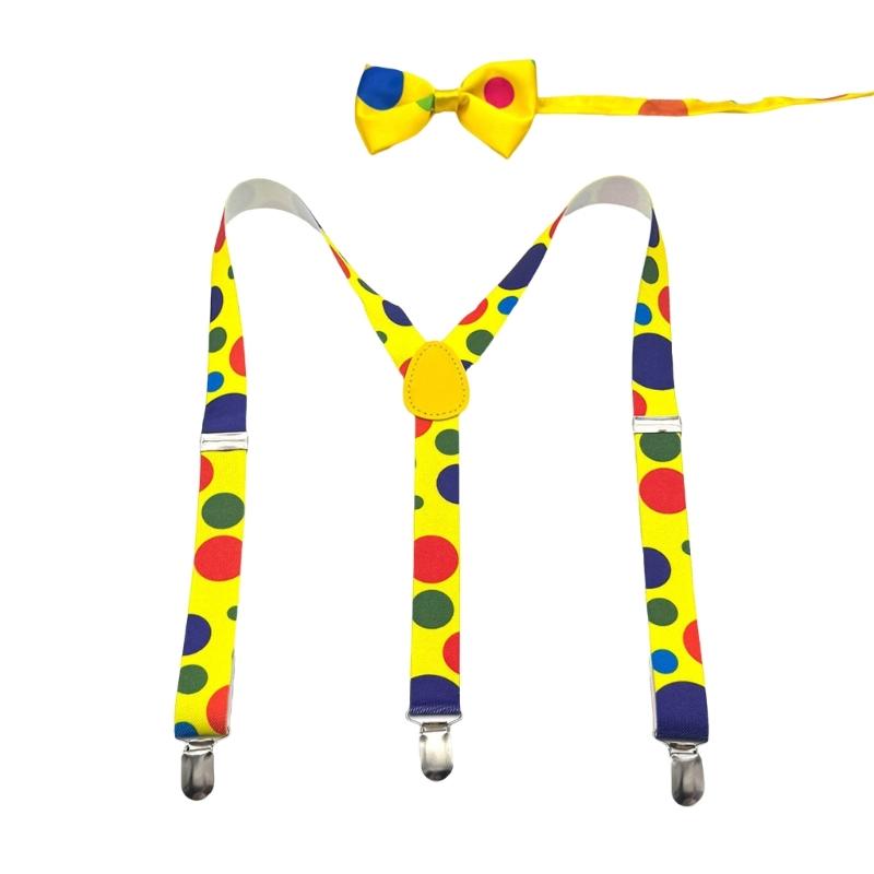 

Clown Print Suspender Bowtie Set Fashionable Polyester Suspenders Belt for Enhancing Everyday and Event Look 1