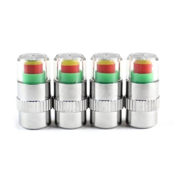 Bouchons de pression de pneu - NOBRAND - Lot de 4 - Sans fil - Manomètre intégré - Transparent