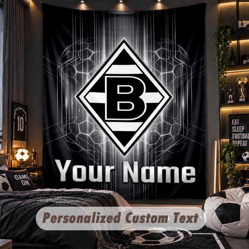TapestryBorussia Mönchengladbach Custom Name Text Personalized Wall Hanging Tapestry Home Wall Decor