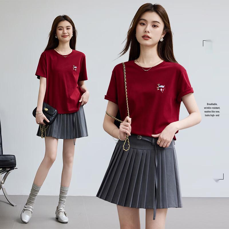 

VICTORIA&VERA Women s Dachshund Embroidery Short Sleeve T-shirt XL