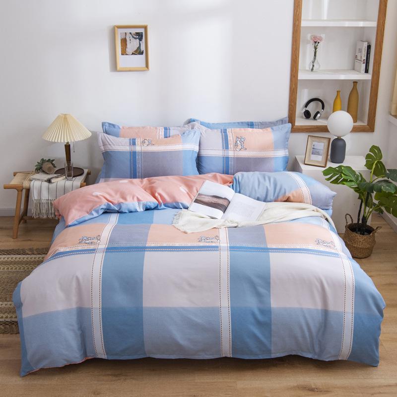 Live Stream Thickened Platinum Cotton Sanded Four-piece Set, Bed Sheet Quilt Cover, Student Dormitory Three-piece Set, Bedding