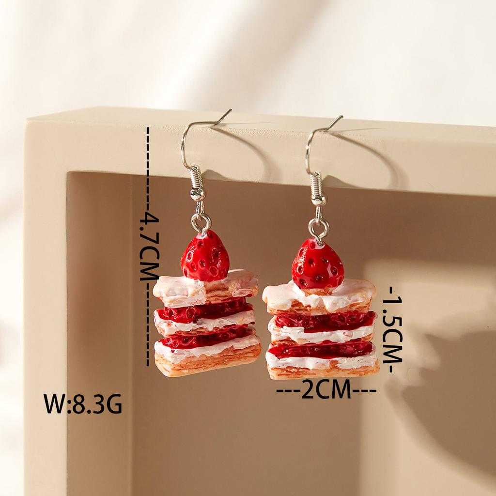 Kawaii Cute Strawberry Cake Earrings, Fun Mori Cartoon Stud Earrings Student Earrings