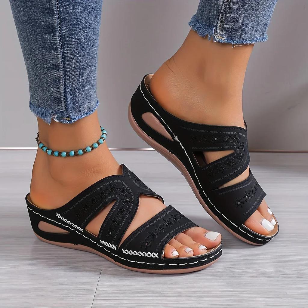 Fashion Premium Leather Flip Flops Shock-Absorbing, Comfortable Open Round Toe Design - Perfect Outdoor Sport Sandals for Men & Women