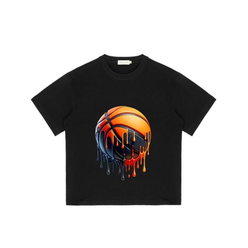 Black T Shirt with Basketball Drip Design for Casual Wear