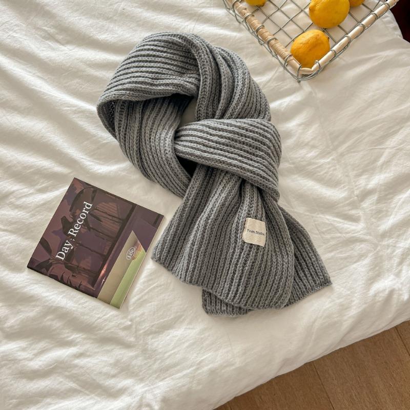 Solid color new scarf women's autumn and winter simple versatile scarf student couple knitted wool warm scarf