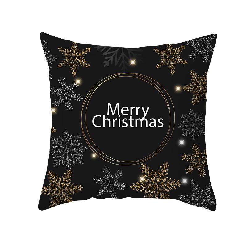 New Black Hot Stamping Christmas Pillow Cover Golden Elk Christmas Tree Sofa Cushion Cover Home