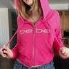 VAYLA Europe et États-Unis Nouveau Y2k Rétro "Bebe" Imprimé Rose Rétro Hot Diamant Sexy Décontracté Sweat à Capuche