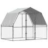 Chicken Coop with Roof and Door Silver Galvanized Steel