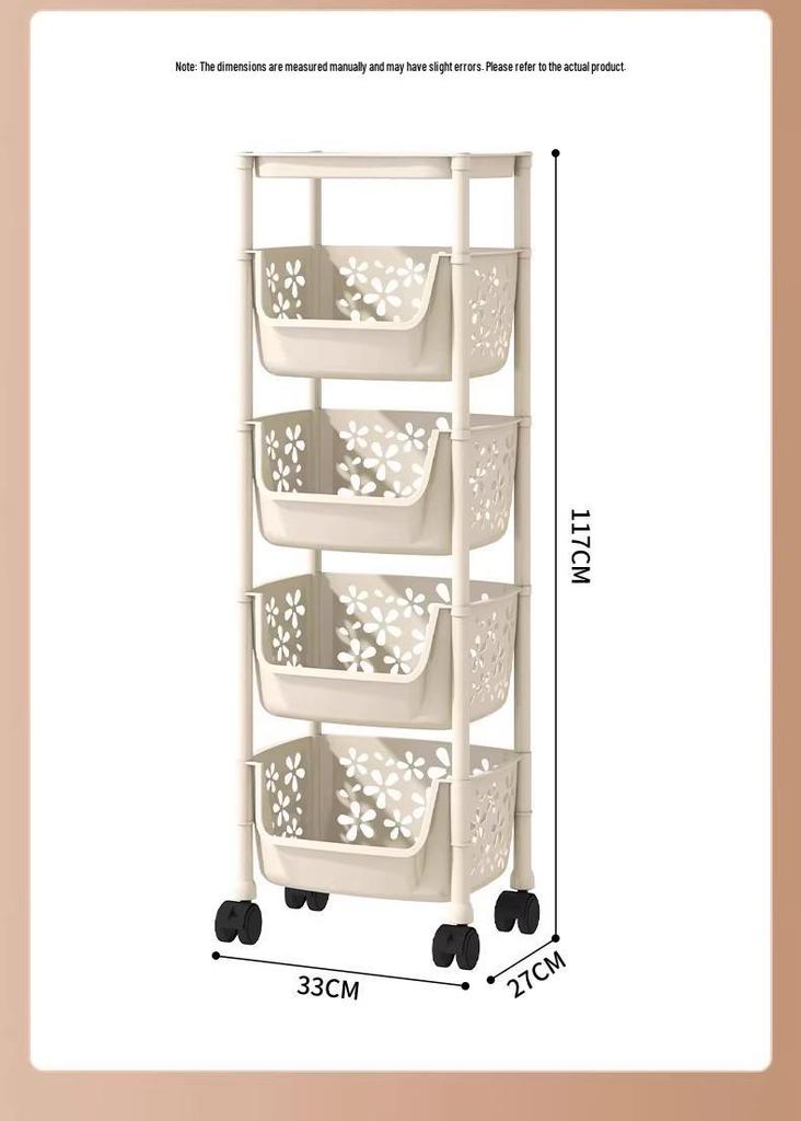 Multi-layer Kitchen Storage Rack: Multi-functional Vegetable, Fruit, and Snack Basket Trolley.
