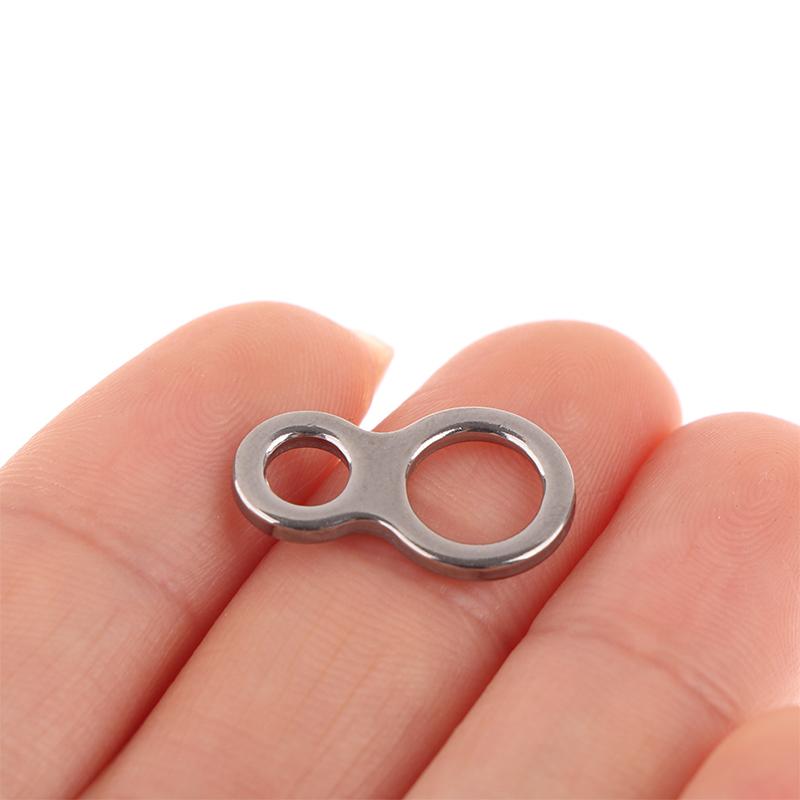 10Pcs Assist Hook Stainless Steel Fishing Jig 8 Figure Rings Fishing Solid Ring Fishing Lure Terminal Lures Pin Connector