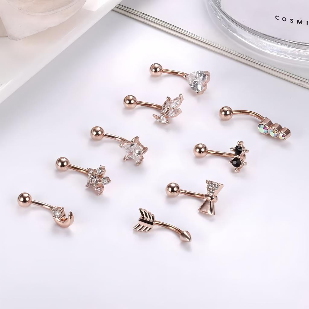 Fashionable and Elegant Stainless Steel Crystal Star Eyebrow Piercing Jewelry, Designed Exclusively for Women to Shine Brightly