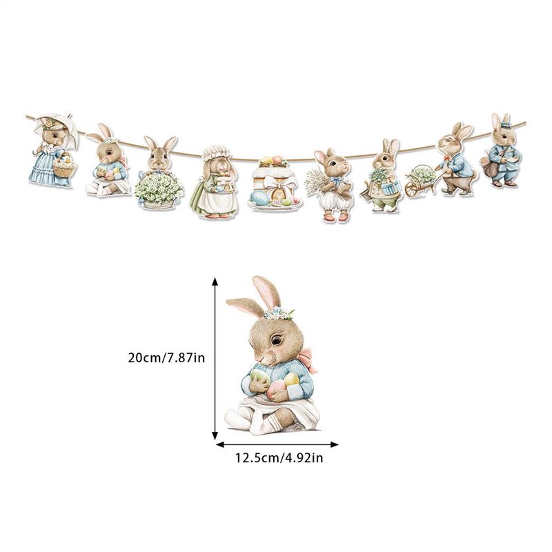 Easter Bunny Banner Vintage Style Happy Easter Bunting Garland Home Decor Party Supplies Photo Background For Celebration Wall