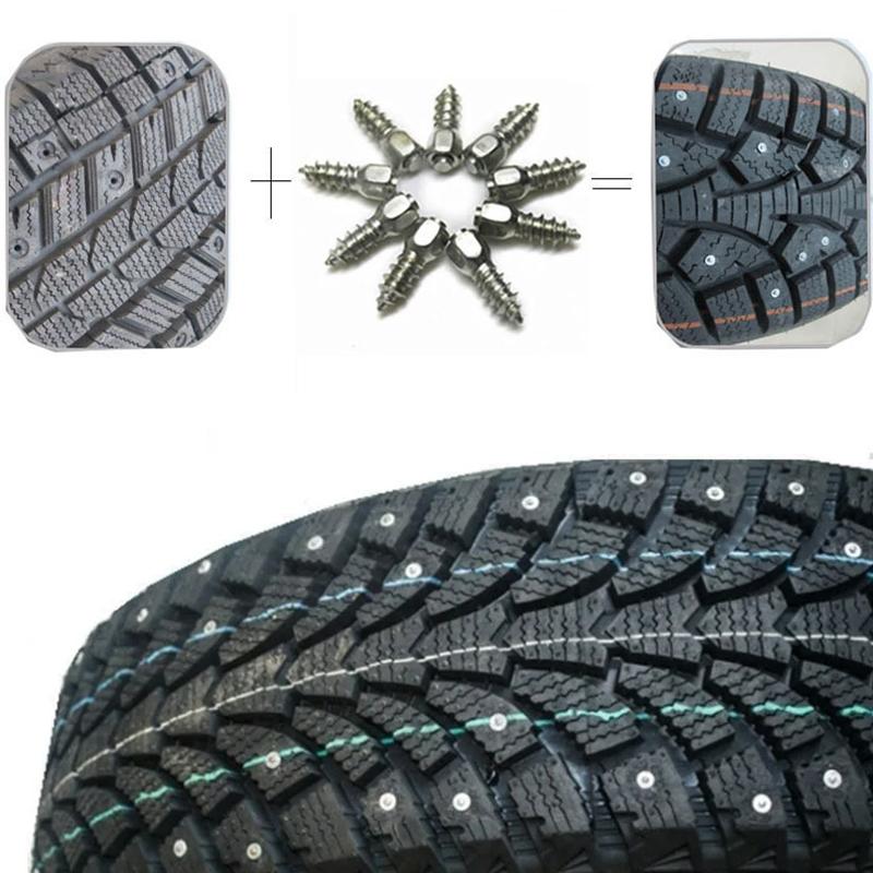 100 Stück Motorrad Auto Reifen Anti-Rutsch Stollen Schrauben Universal Fahrrad LKW Auto Winterreifen Schnee Spikes Stollen Schuhsohle Schnee Nägel