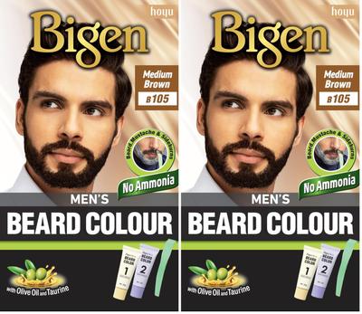 Bigen Heren Baardkleur Middelbruin 20gr+20gr -105, 102 g (Pak van 2)