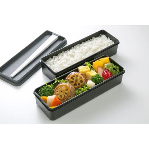 Skater Lunch Box 2 Tiers with Silicone Inner Lid 900ml Large Capacity Lunch Box Masterpiece Black for Men Made In Japan SSLW9