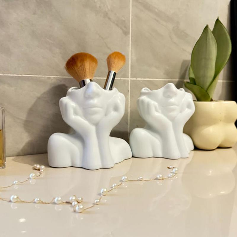 Kreativní váza s uměním lidského těla Držák na štětce na make-up a pera Multifunkční organizér na stůl Soška Ozdoba Dekorace pro domácnost a kancelář