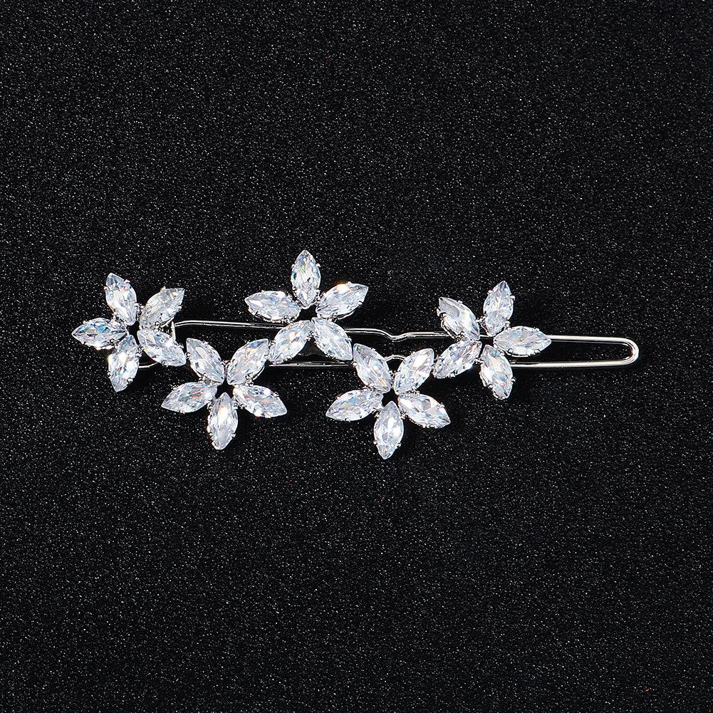 Fashion Barrette Cubic Zirconia Leaf Hair Clips for Women Accessories Bridal Wedding Hair Jewelry Party Bride Headpiece