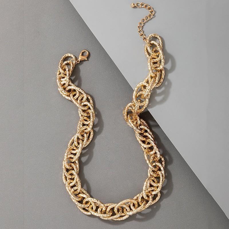 Jewelry Trend Hip Hop Exaggerated Necklace, Thick Chain Single Layer Metal Clavicle Chain Necklace